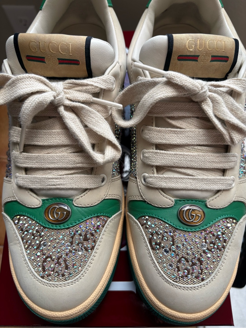 Gucci crystal screener sneakers, size EU 40
